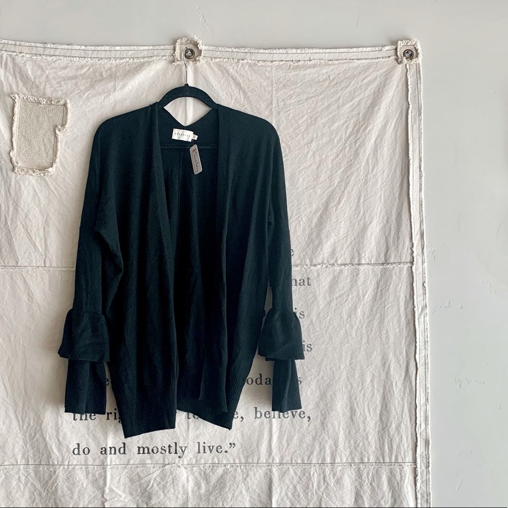 Dreamers Black Fun Ruffle Sleeve Sweater